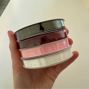 Assorted ribbons, black velvet ribbon, burgundy velvet ribbon, pink ribbon